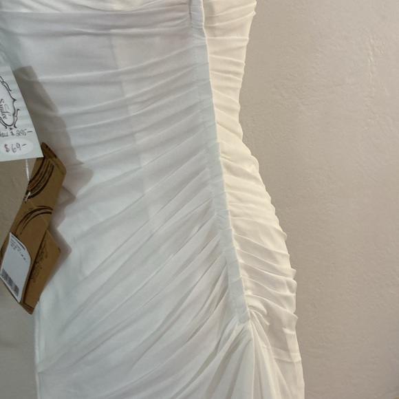 Crepe Chiffon Beach Wedding Rehearsal Prom Formal Dress Gown Ruched  Plunge  12 - Picture 8 of 10